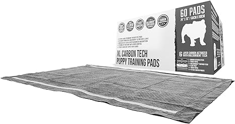 Bulldoglogy Carbon Black Puppy Pee Pads with Adhesive Sticky Tape - Extra Large (60-count)