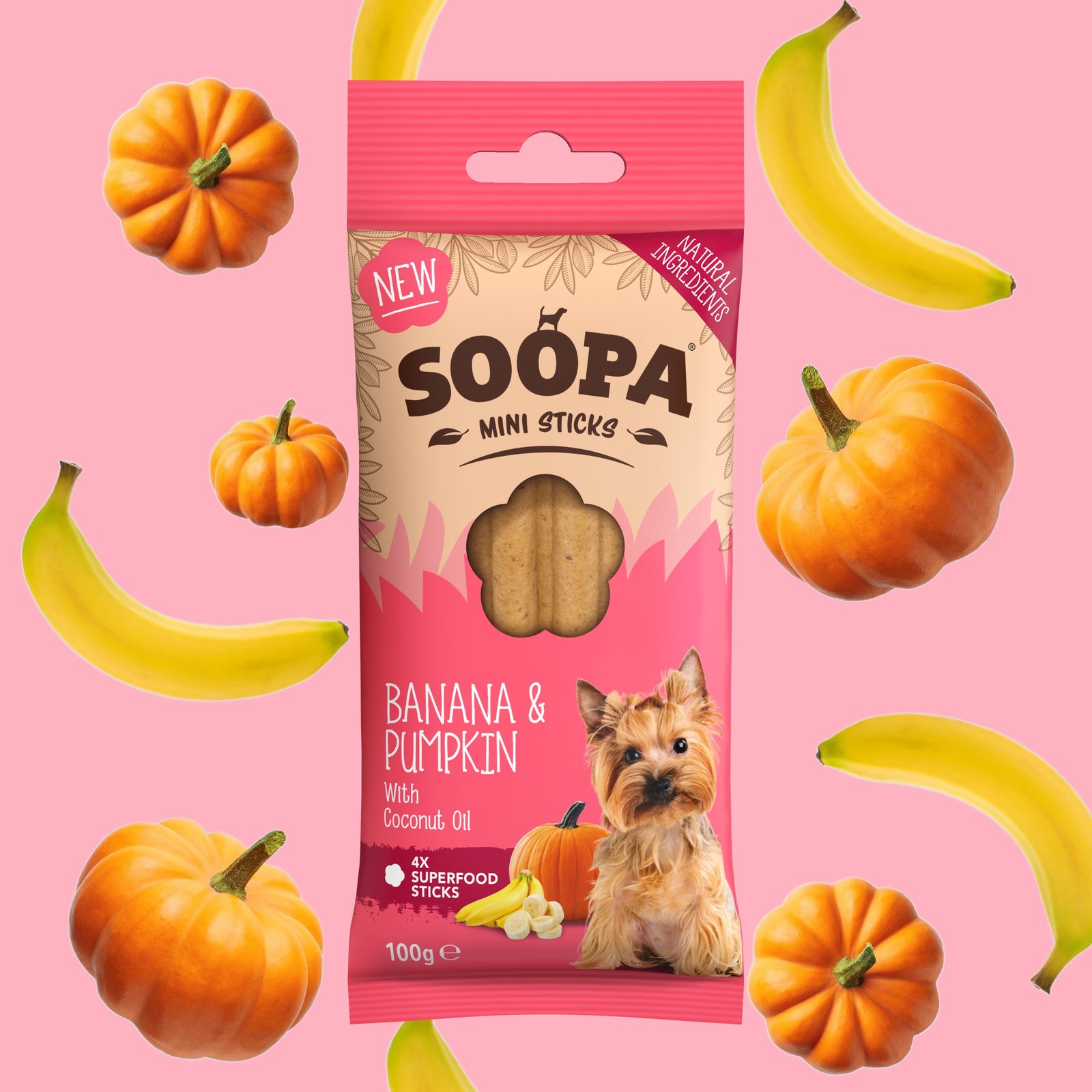Banana & Pumpkin Dental Sticks for Mini Dogs