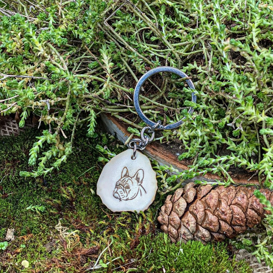 French bulldog antler key fob