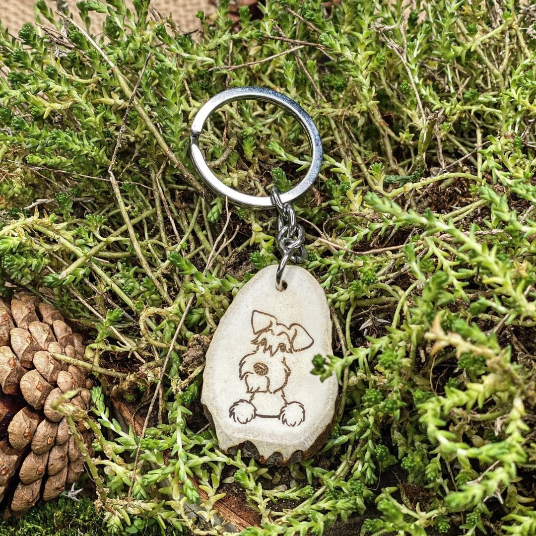 Standard Schnauzer antler key fob