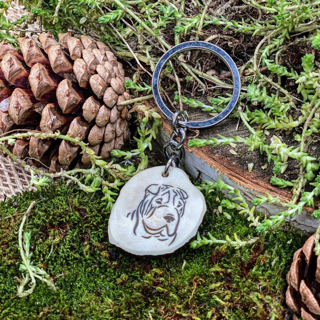 Shar pei antler key fob
