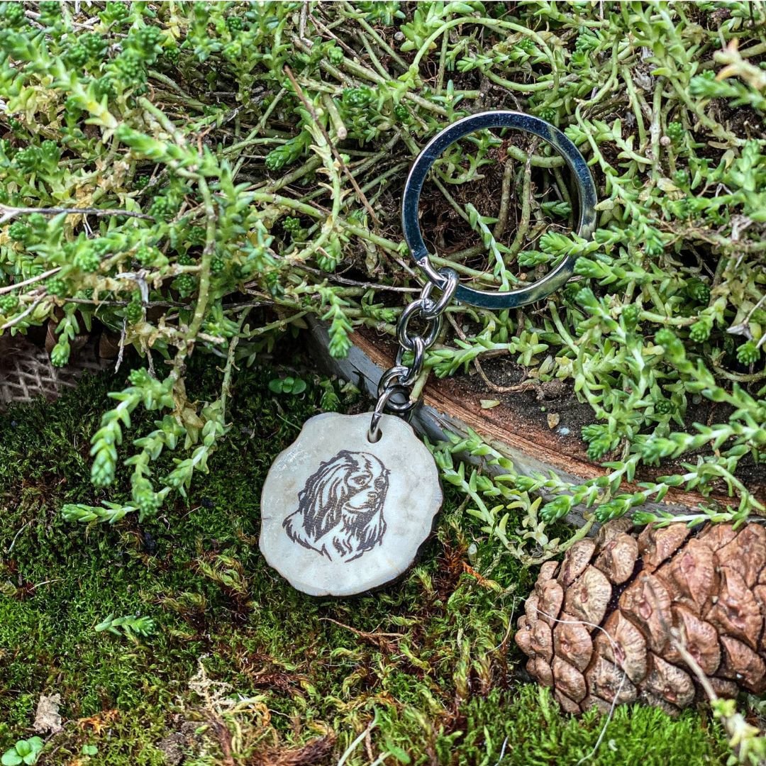 Cavalier King Charles Spaniel antler key fob