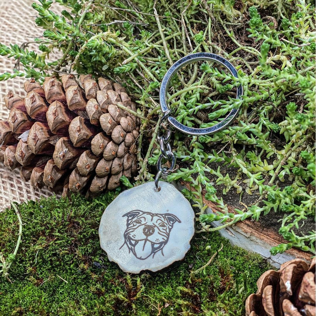 English bulldog antler key fob