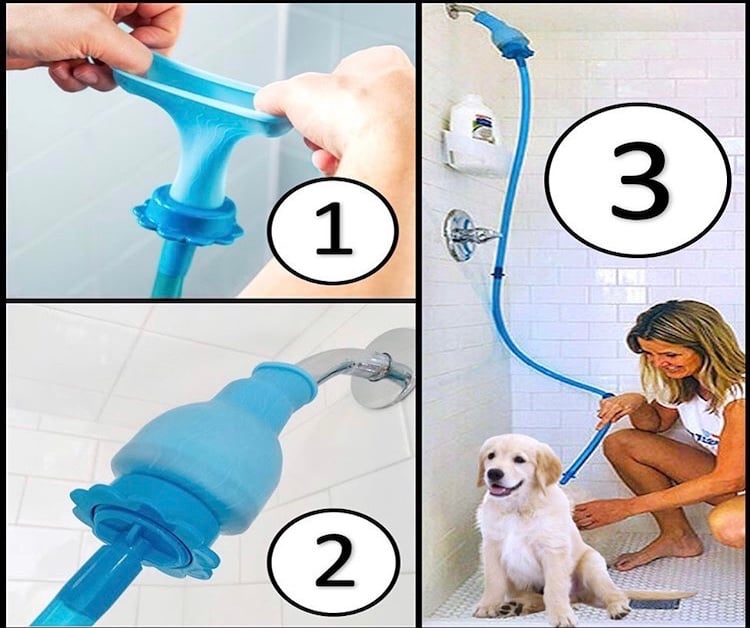 Rinseroo slip on shower attachment hose for pet bathing