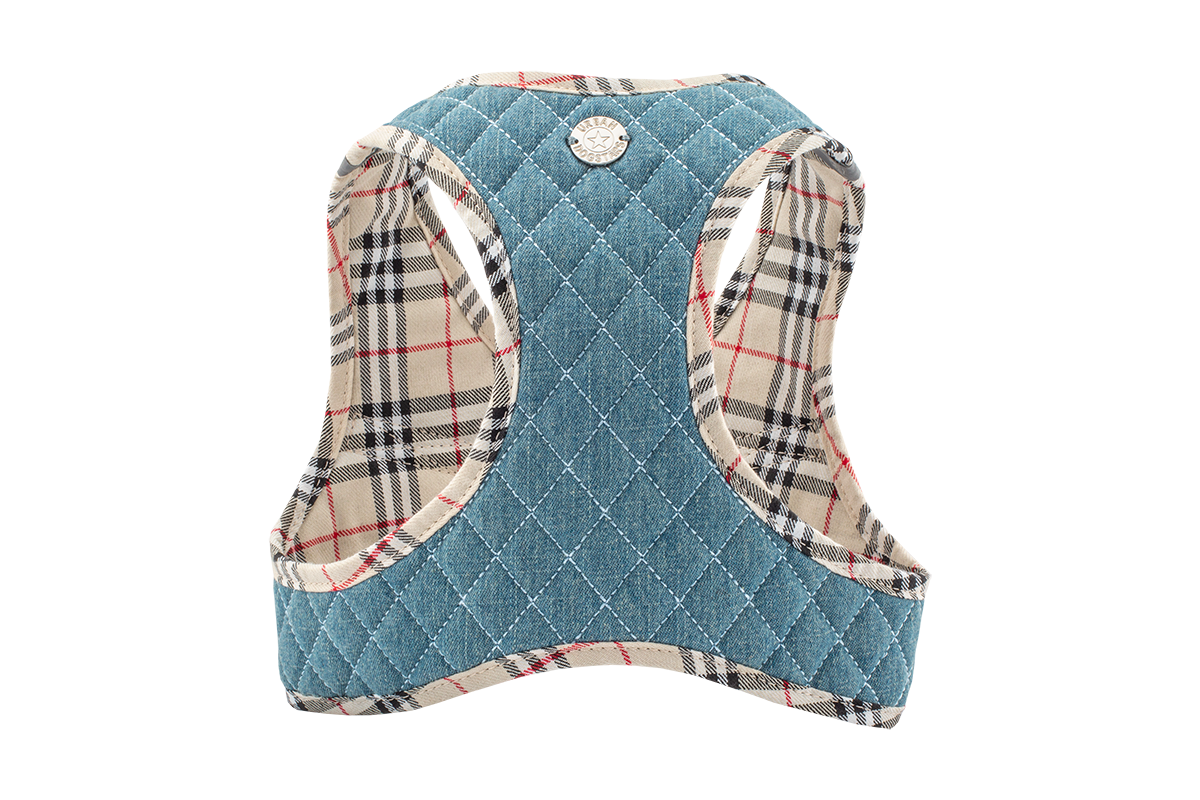 Step-In Harness - Beige Plaid & Denim
