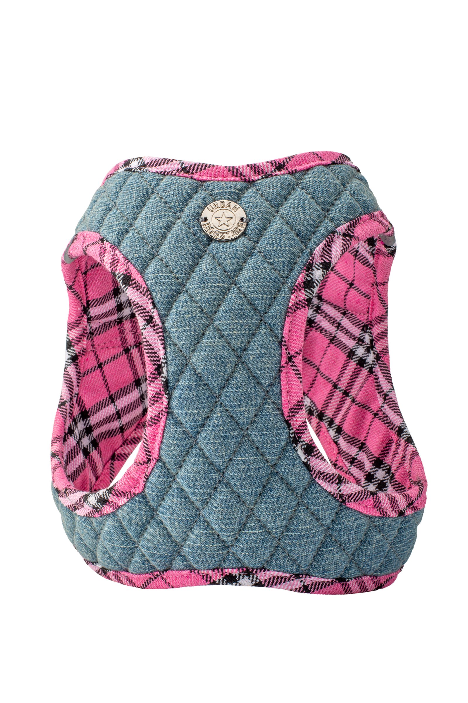 Step-In Harness - Pink Plaid & Denim