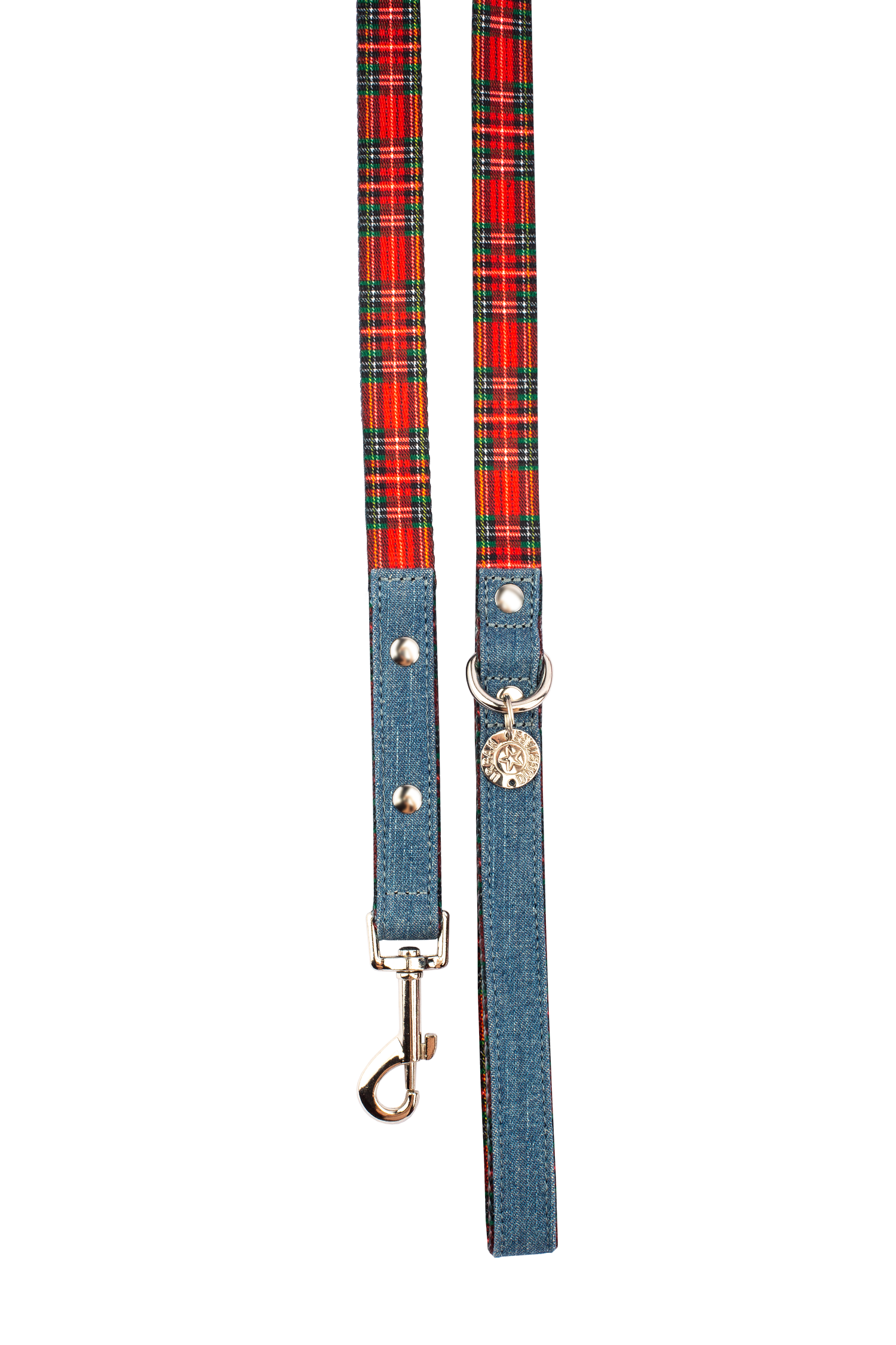 Swag Leash - Denim & Red Plaid