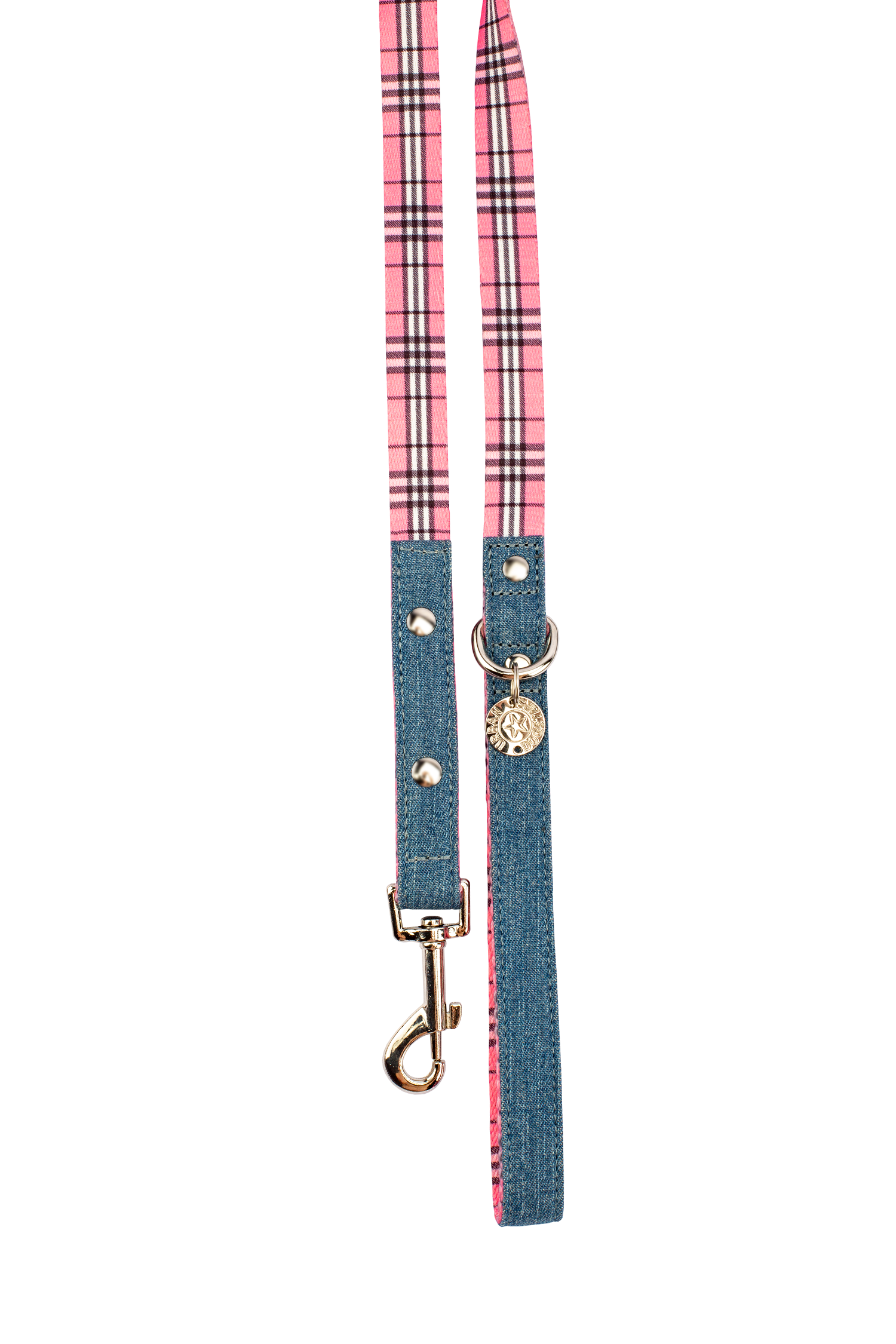 Swag Leash - Denim & Pink Plaid