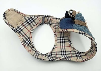 Step-In Harness - Beige Plaid & Denim