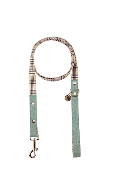 Swag Leash - Denim & Beige Plaid