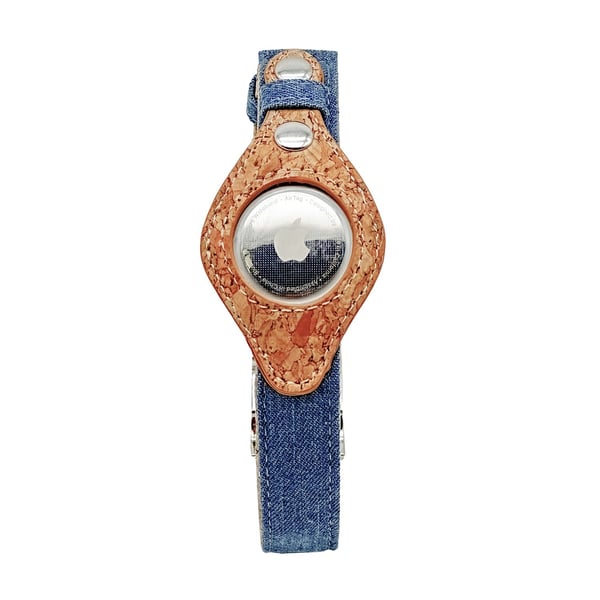 Airtag Collar - Denim & Cork