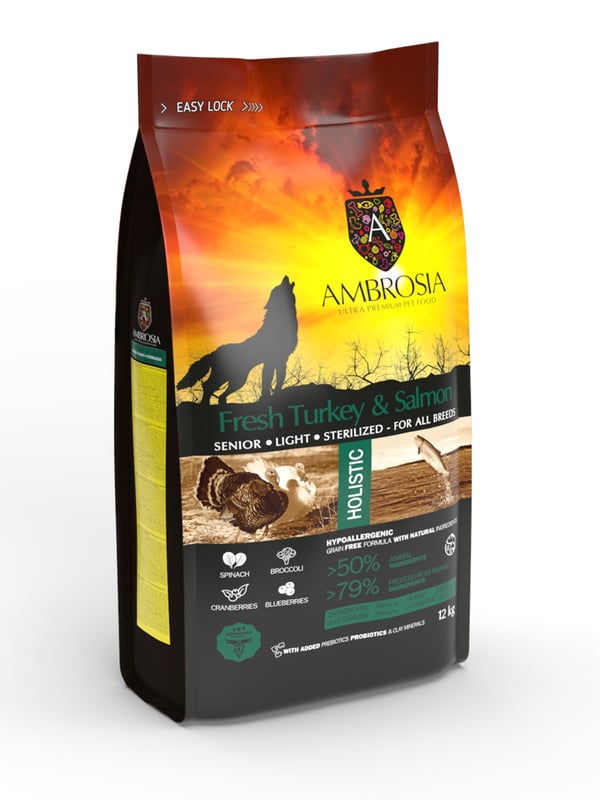 Ambrosia Fresh Turkey & Salmon Senior All Breeds 2kg