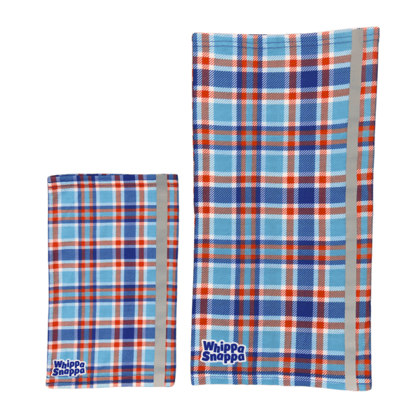 Dog Bandana with Built-In, No Nasties Flea & Tick Repellent  | Blue Orange Plaid