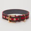 Luxury Leather Dog Collar Red on Grey For Medium to Large Dogs image 2