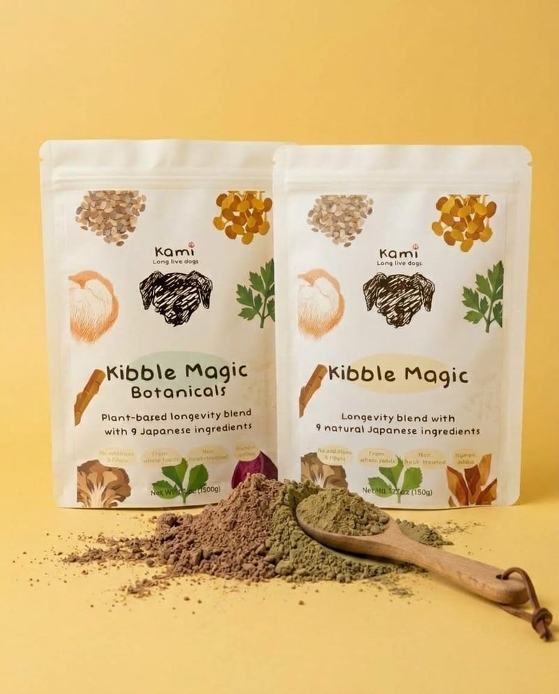Supercharge your dog's bowl with Kibble Magic, Kami’s new Japanese longevity Kibble Boosters