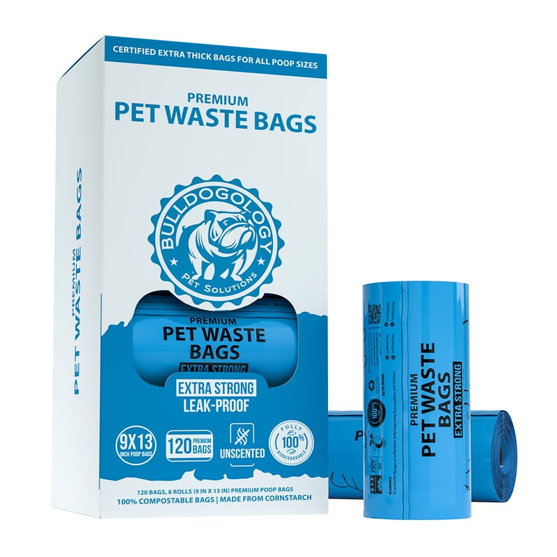 Bulldogology Dog Waste Bags (120 Bags, 8 Roll - w/o handles)