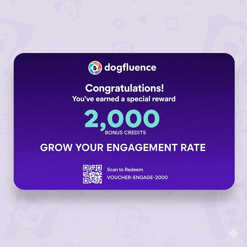 Help us launch Dogfluence v2 next week and get 2,000 bonuscredits to boost your engagement! 🚀🐶