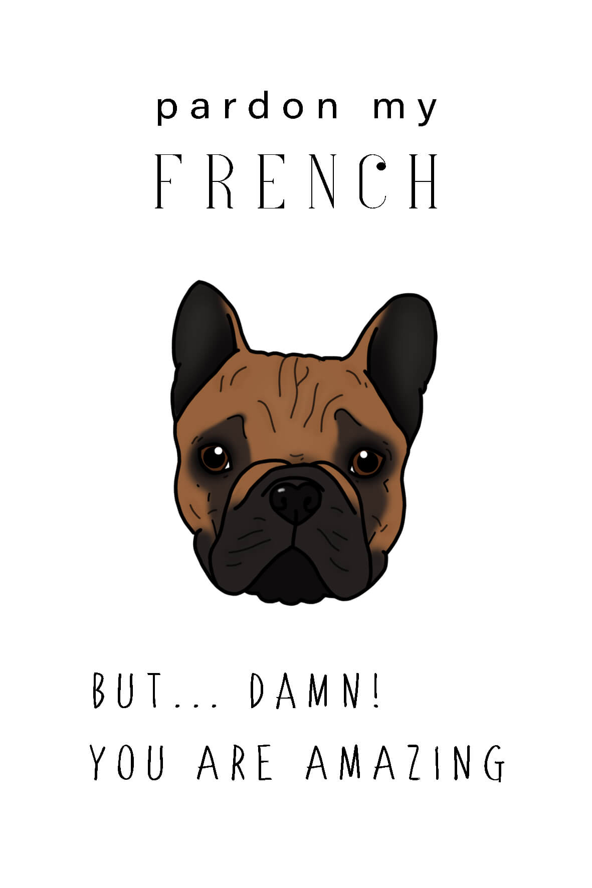 Wenskaart Franse Bulldog