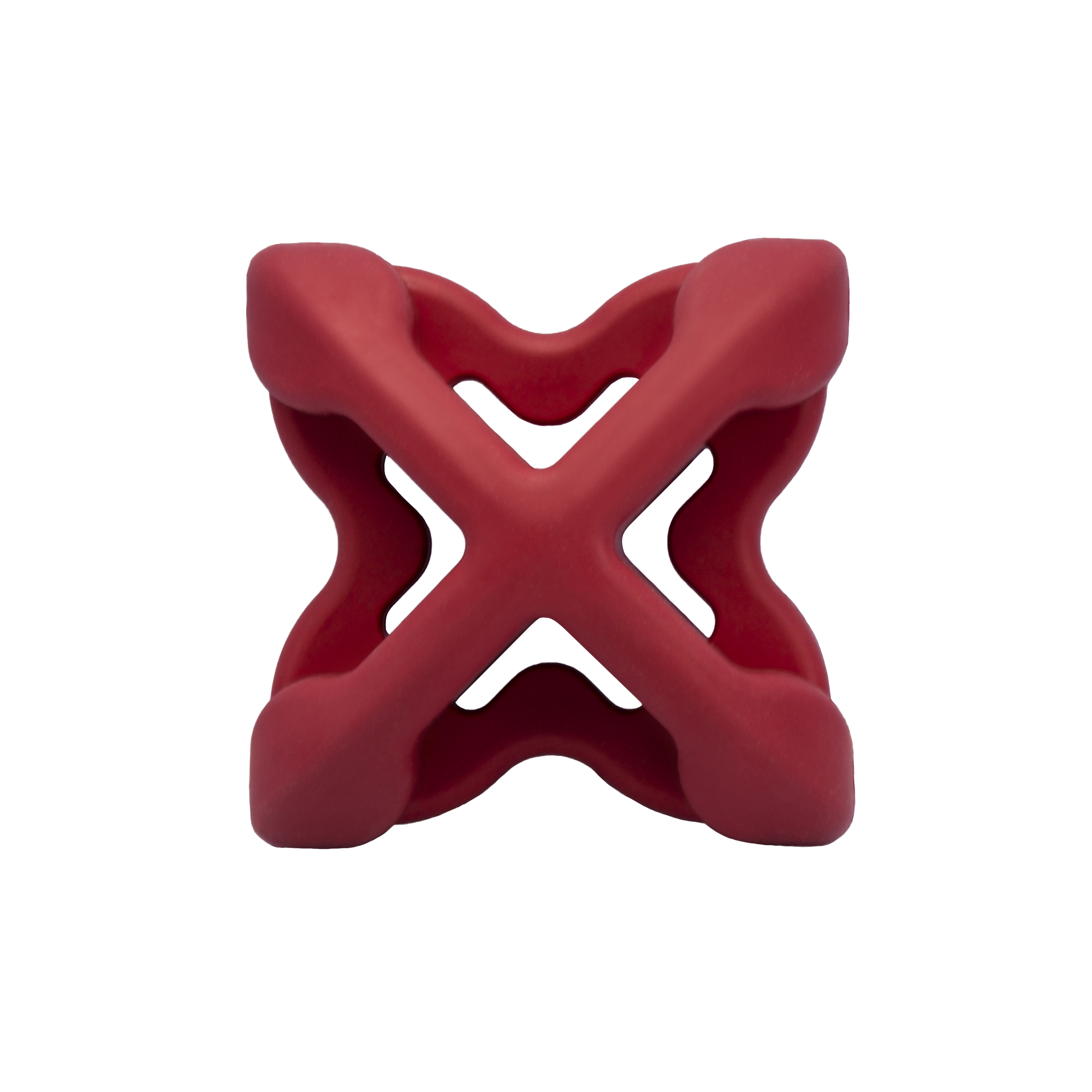 Chewtastic Geometrics Natural Rubber Interactive Toy Geo-AstroRolly Red