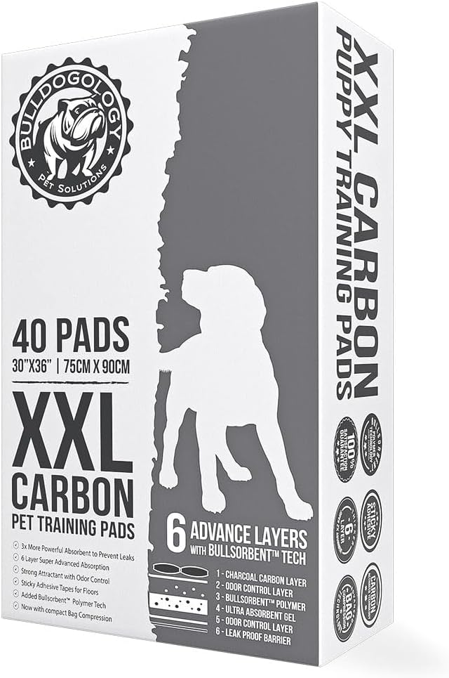 Charcoal XXL Pee Pads for Dogs (30x36) Puppy Pee Pads with Adhesive Sticky Tape