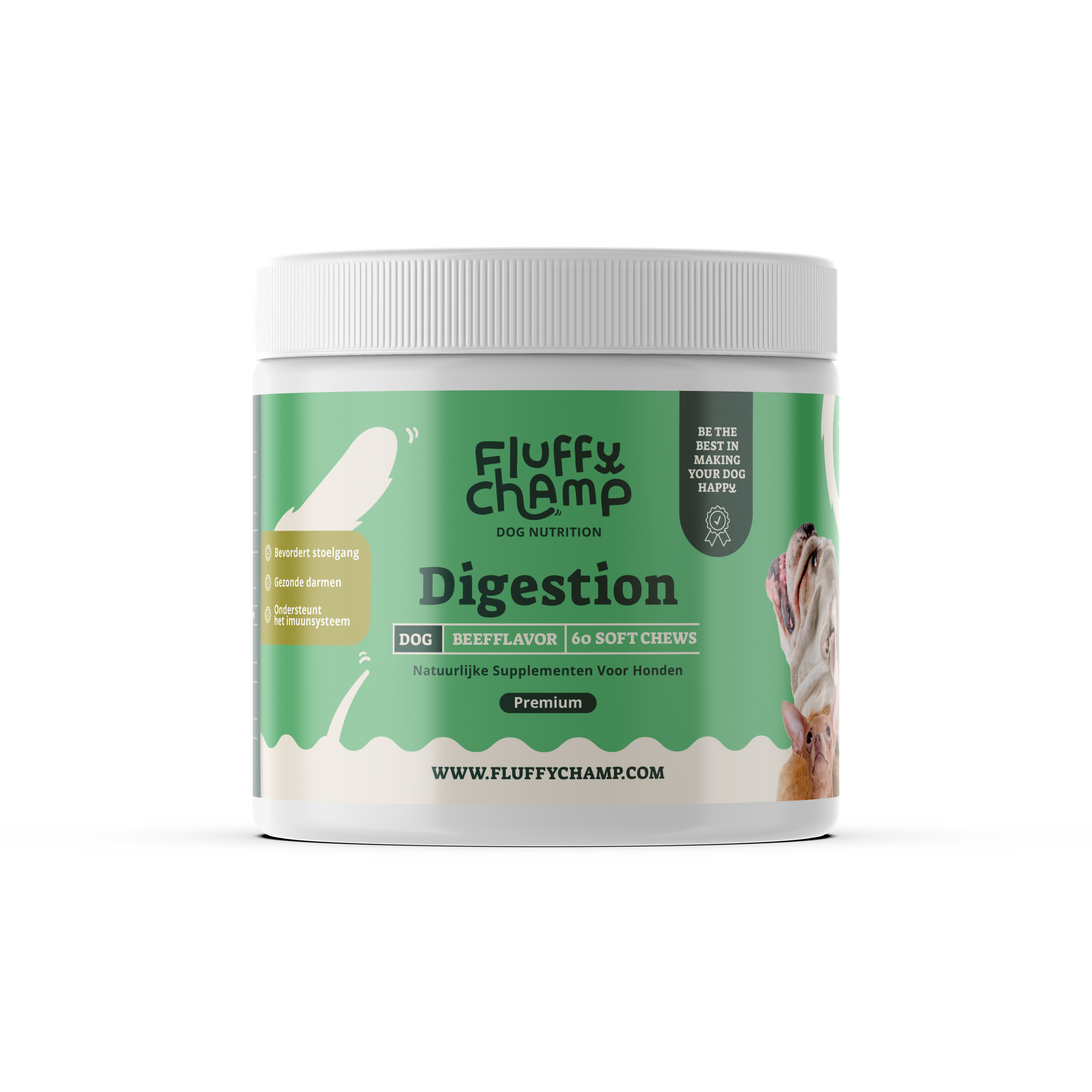 Digestion – 60 Dog Chews - Rich in Probiotics & Prebiotic Fibers