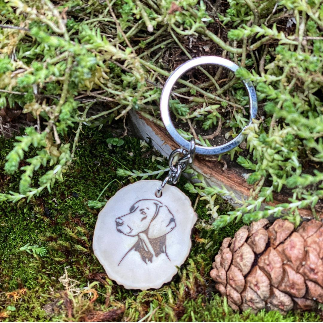 Hungarian Vizsla antler key fob