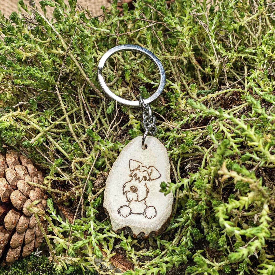 Standard Schnauzer antler key fob