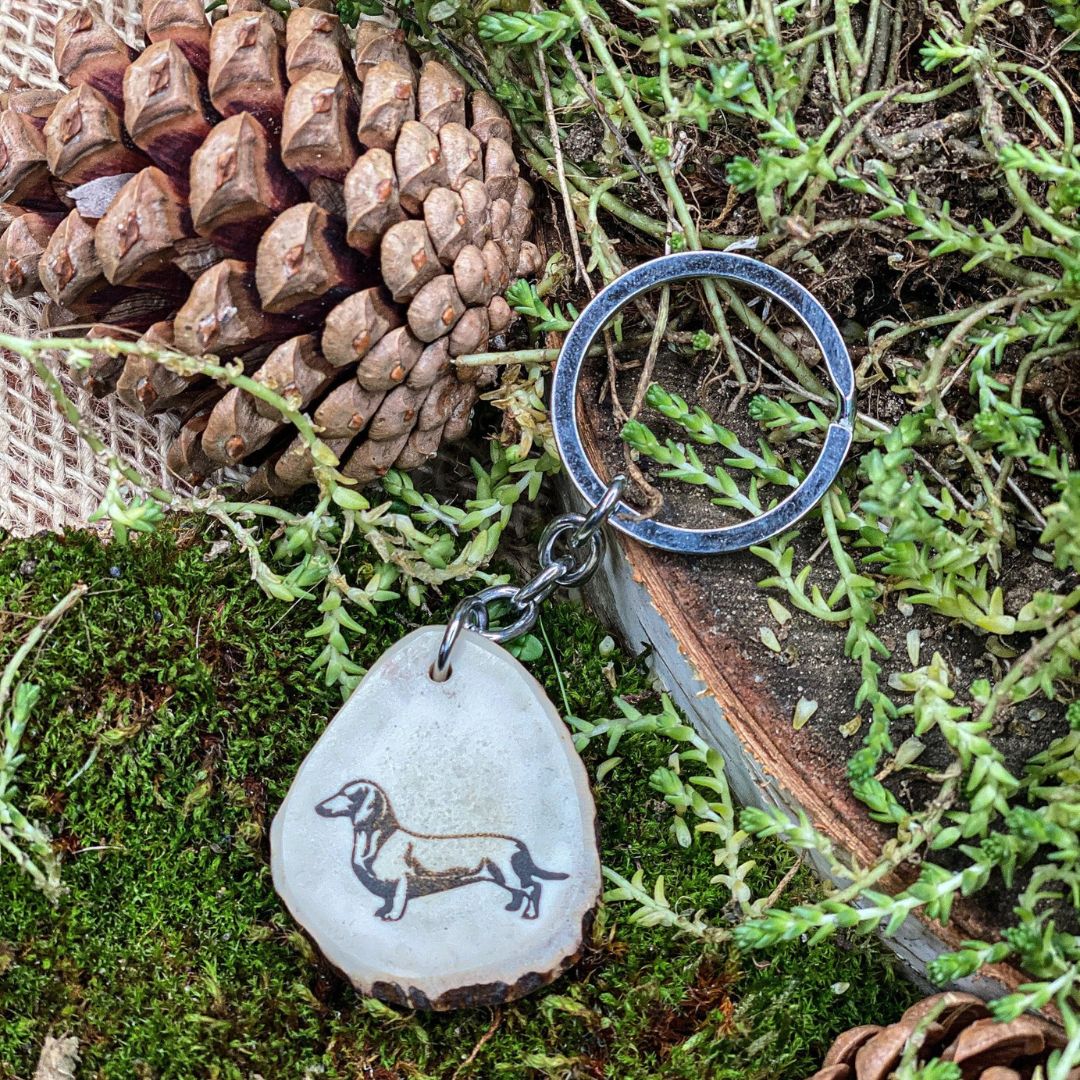 Dachshund antler key fob