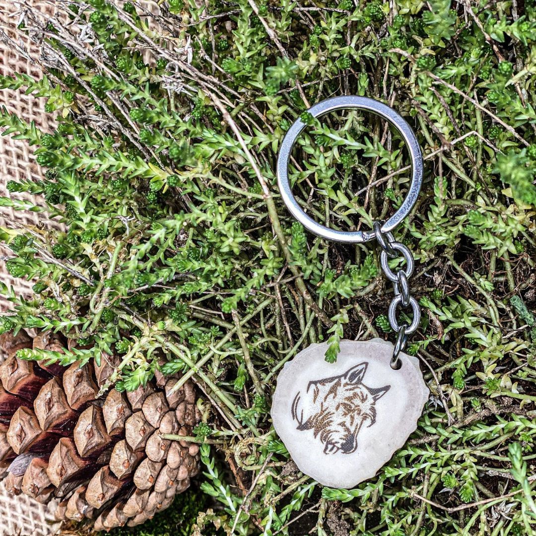 Scottish terrier antler key fob
