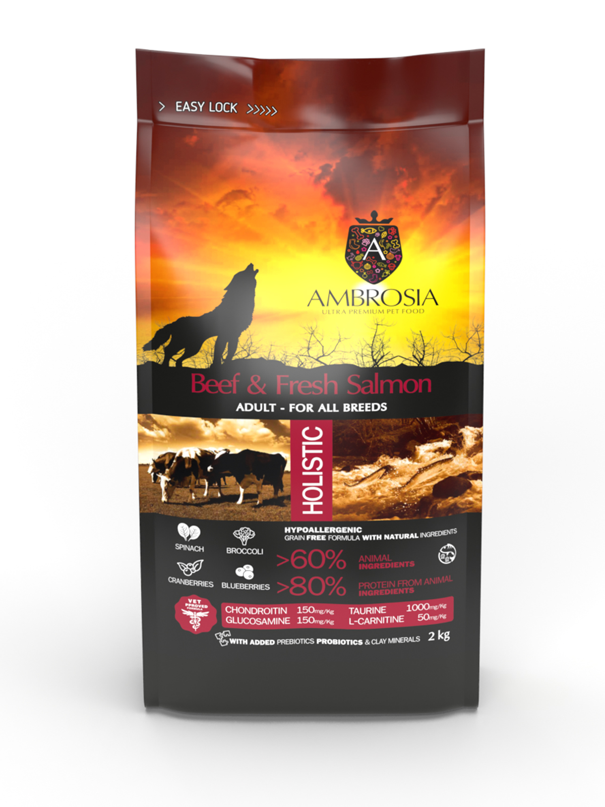 Ambrosia Beef & Fresh Salmon Adult All Breeds 2kg
