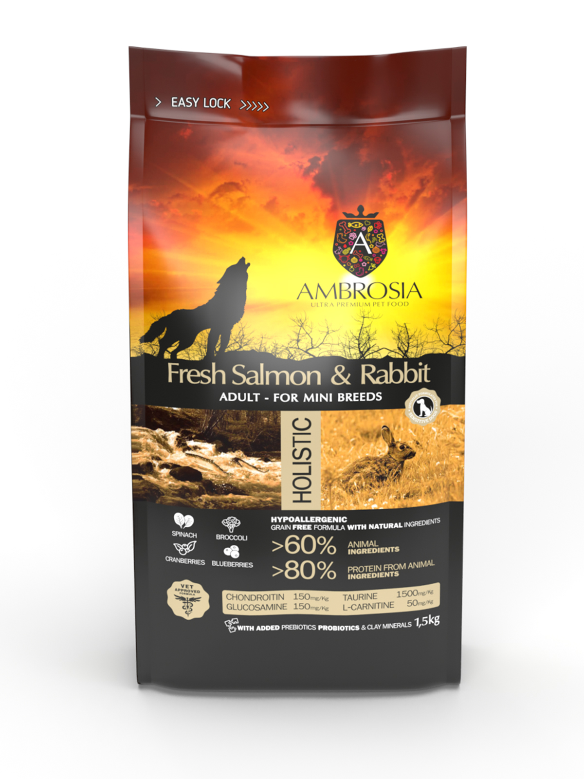 Ambrosia Fresh Salmon & Rabbit Adult Mini Breeds 2kg