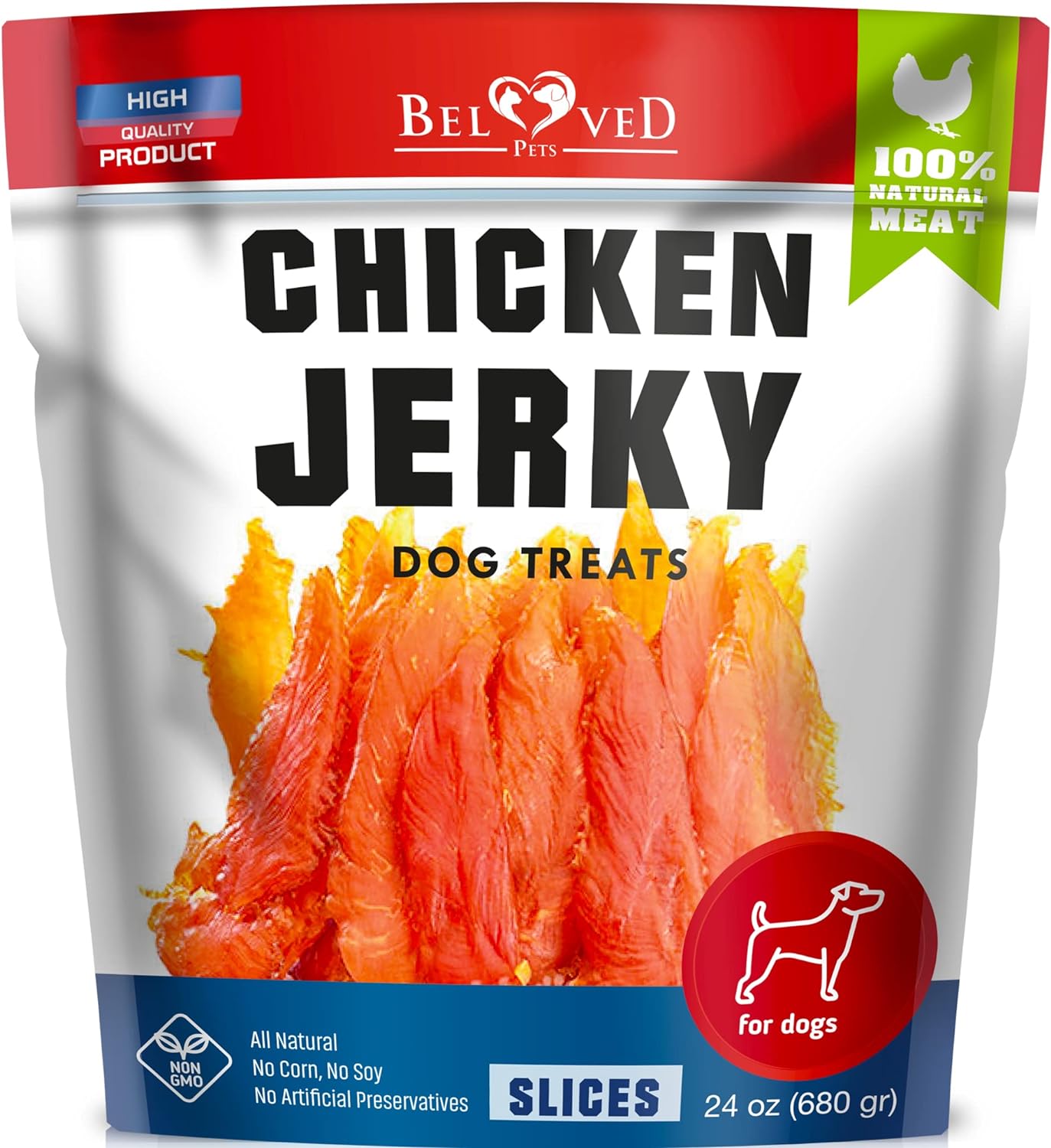 Beloved Pets Brand: Chicken Jerky Dog Treats' - Make your dog's day with our tasty and healthy treats 🐶! Fun, Fitness & Furry Friends!