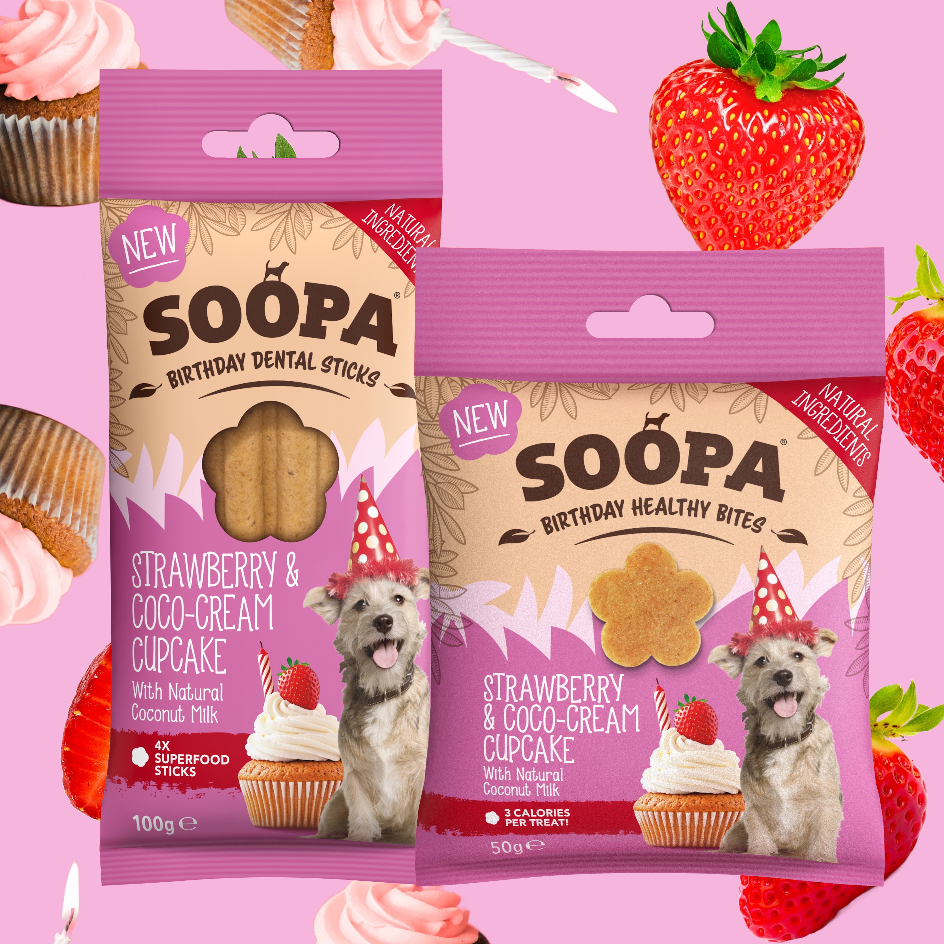🎉 NEW LAUNCH! Paw-ty and Celebrate with Strawberry & Coco-Cream Birthday Treats 🐶