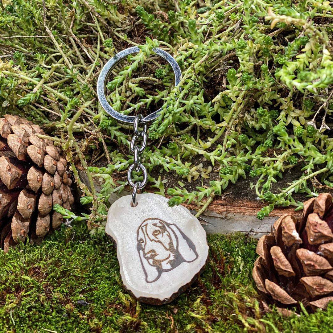 Basset hound antler key fob