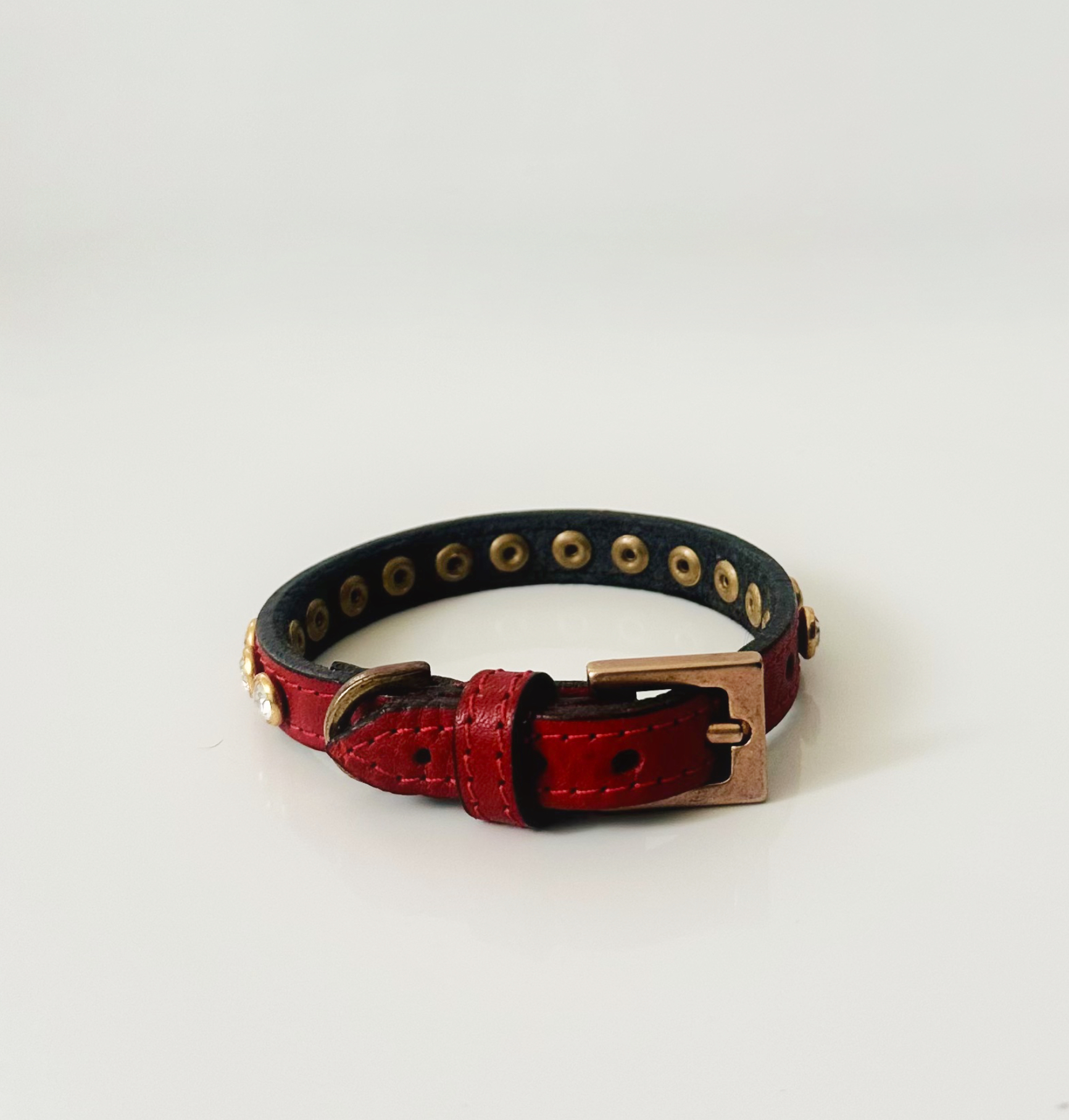 Luxury Swarovski-Embellished Red Leather Collar