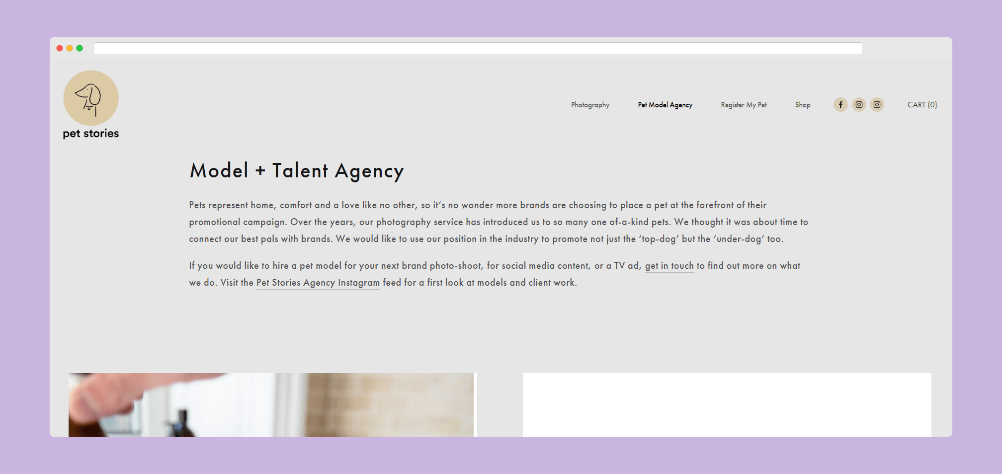 pet stories UK-based dog modelling agency