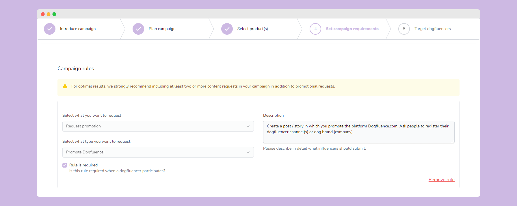 Step 4 campaign builder
